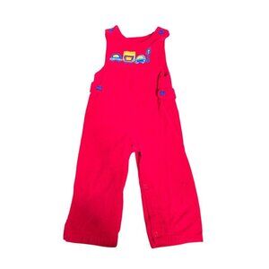 ❤️Vintage All Mine Red Corduroy Overalls 24 Months Cotton Cars 24 Months